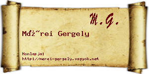 Mérei Gergely névjegykártya