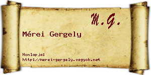 Mérei Gergely névjegykártya